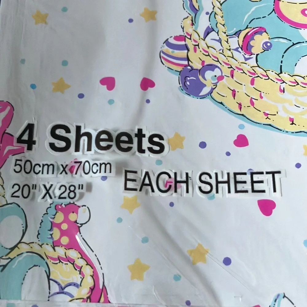 Vintage Cute Bear Gift Wrap Sheets‎ - Sealed New Old Stock